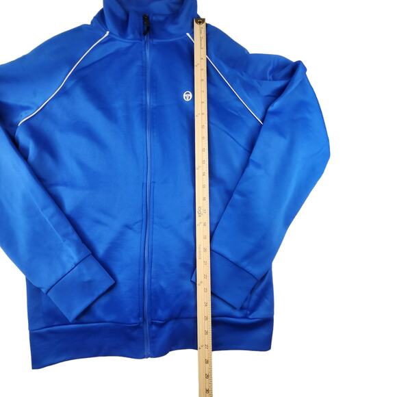 Sergio Tacchini Tracksuit Mens XL Blue White Striped Full Zip Pockets Royal Blue - Picture 7 of 12